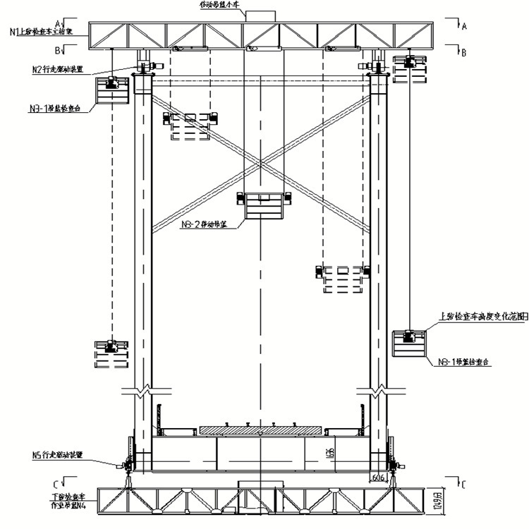 鋼桁(héng)架橋梁上弦檢(jiǎn)查小車